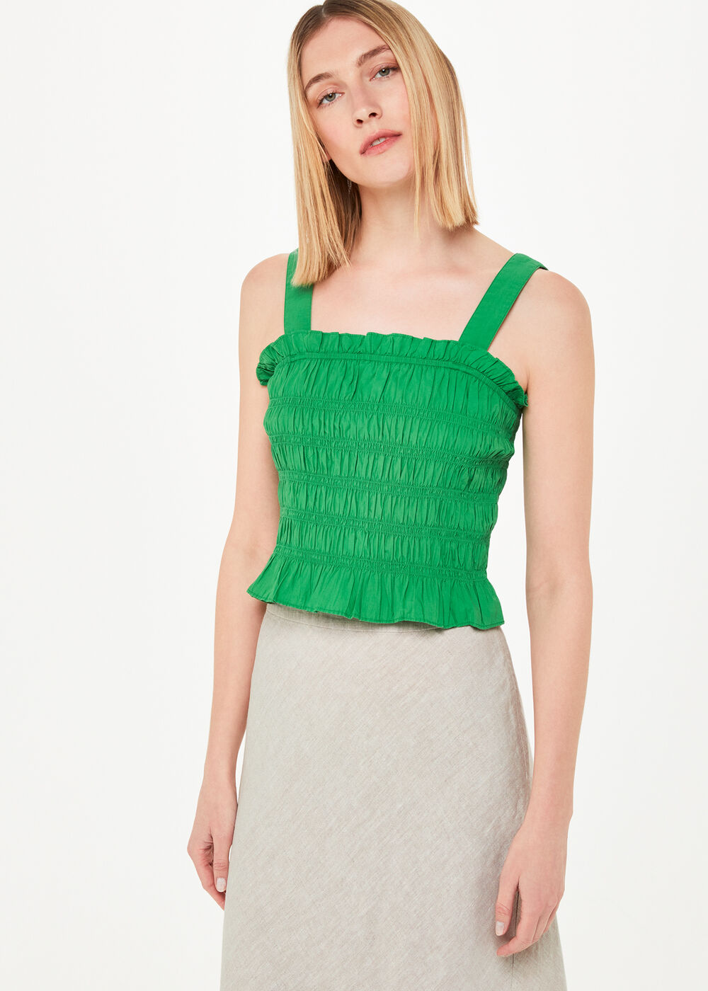 Linen Side Button Skirt