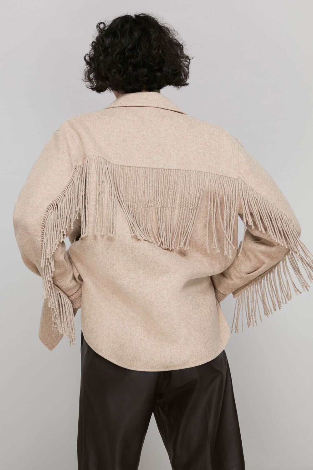 Fringe Detail Wool Overshirt