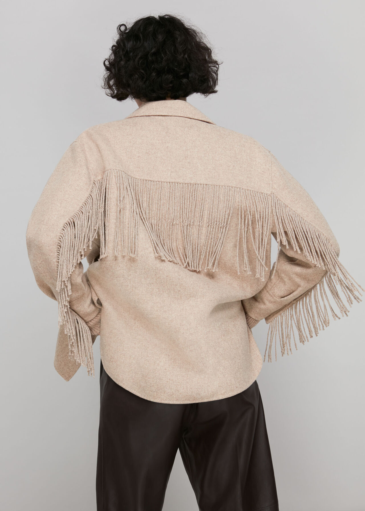 Fringe Detail Wool Overshirt