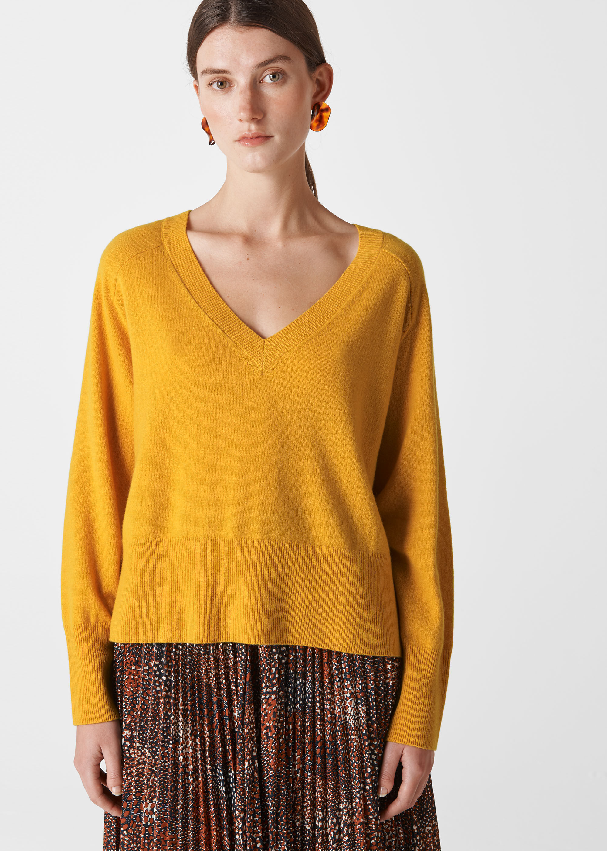 Yellow Sustainable Cashmere V Neck 