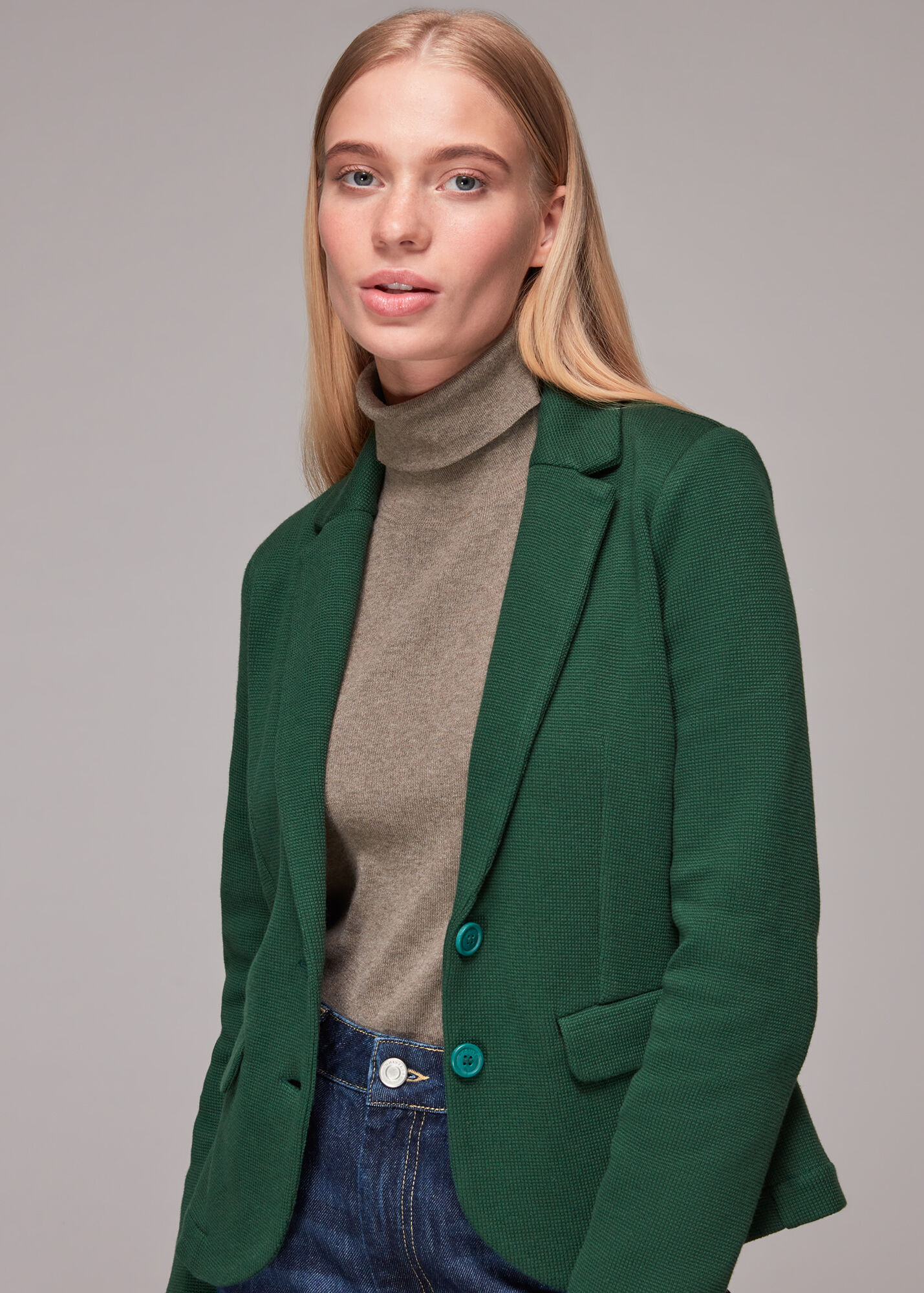 Dark Green Slim Fit Jersey Jacket WHISTLES Whistles AU