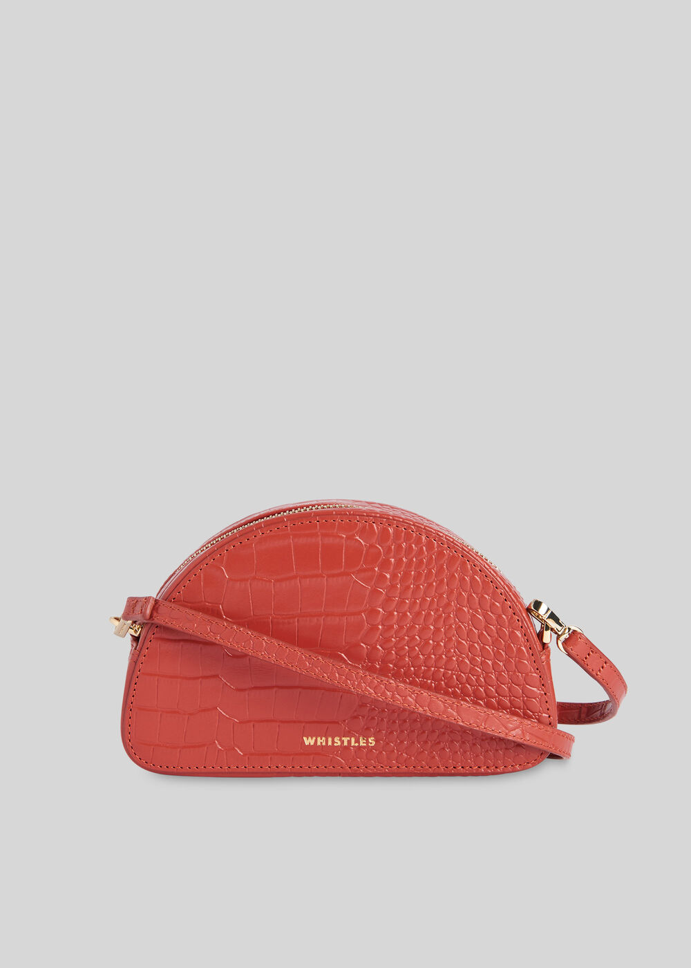 Jasmin Croc Half Moon Bag Rust