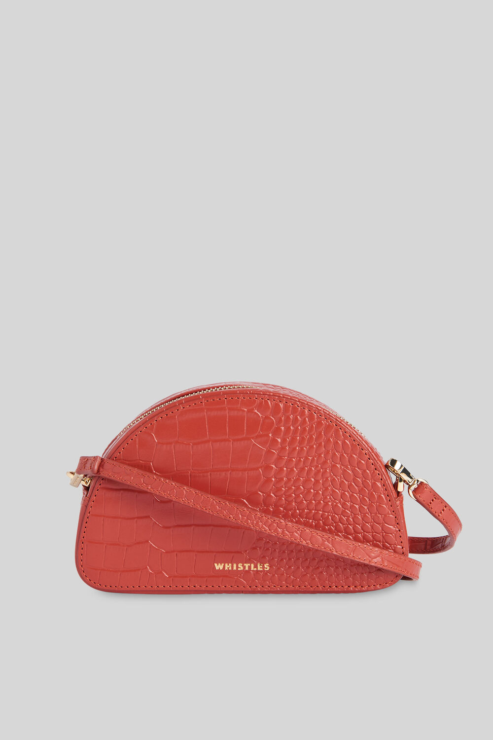 Jasmin Croc Half Moon Bag Rust