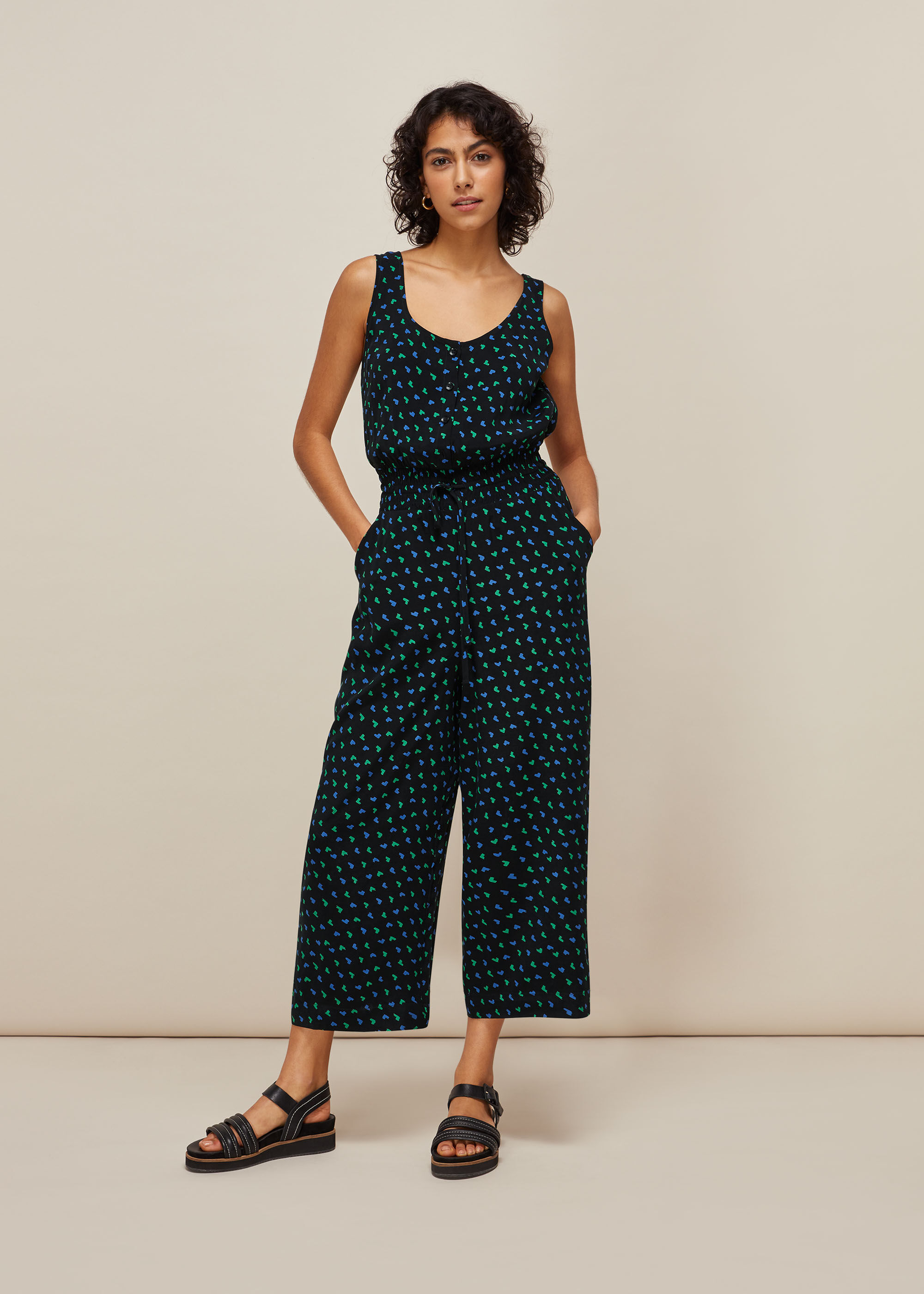 Heart print jumpsuit sales