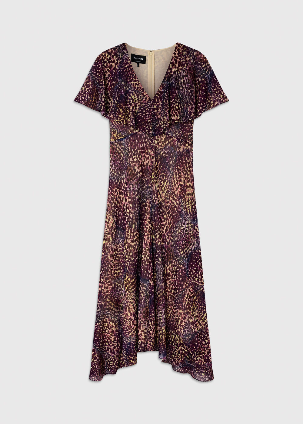 Orchid Print V Neck Midi Dress