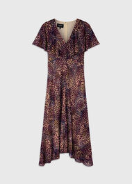 Orchid Print V Neck Midi Dress