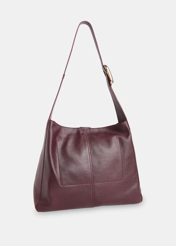 Burgundy Mabel Buckle Detail Tote Bag