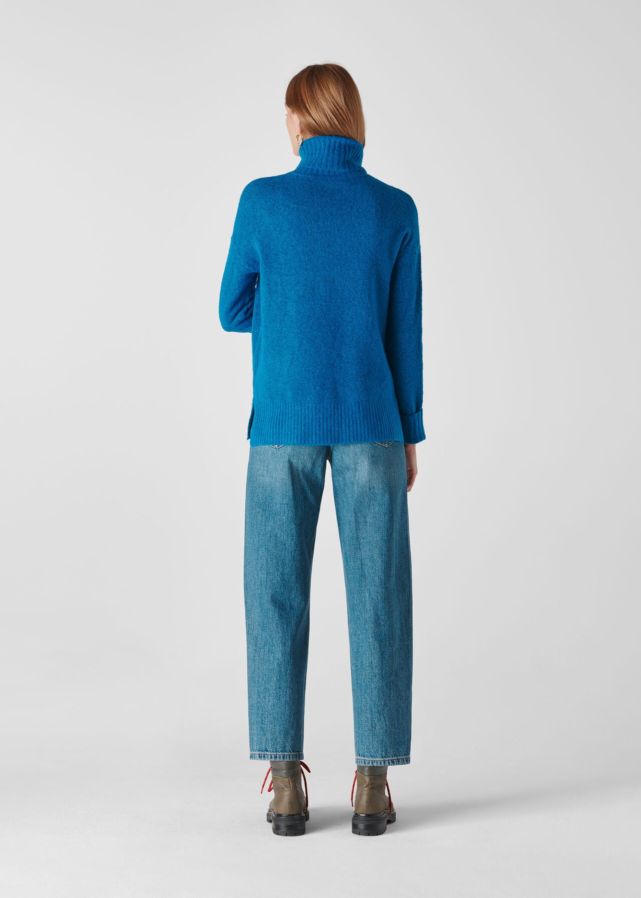 Oversized Funnel Neck Knit Blue