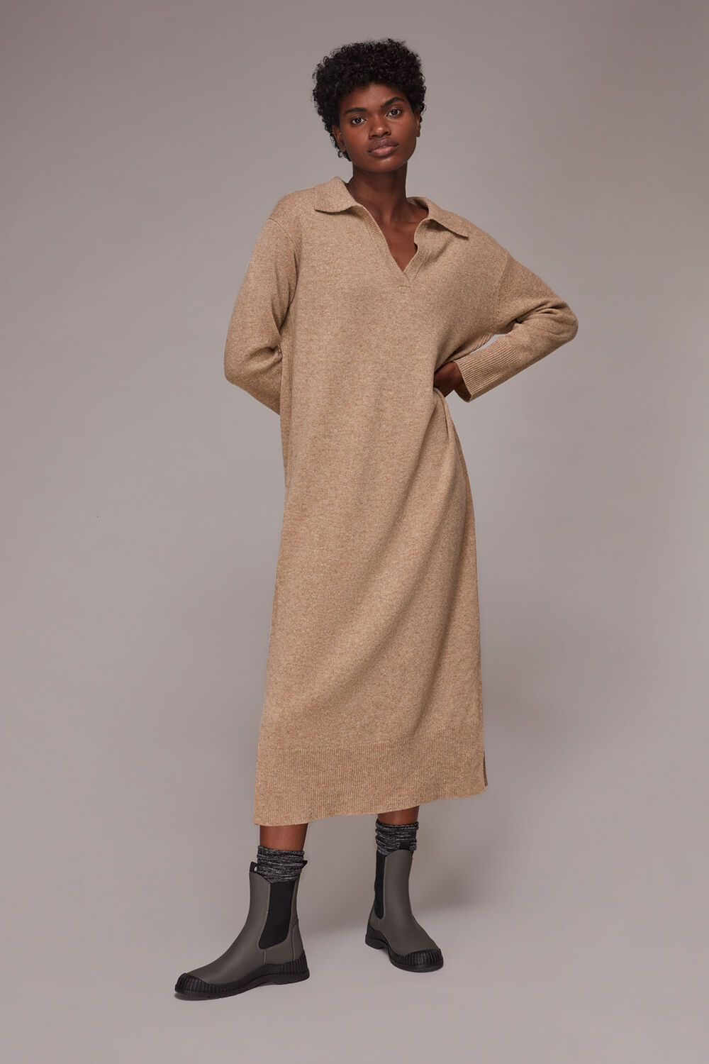 Collar Midi Knit Dress