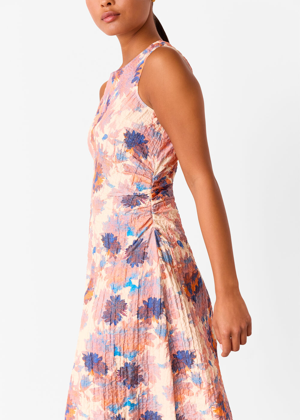 Petite Floral Textured Midi Dress