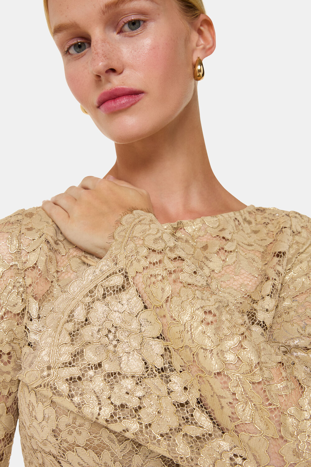 Metallic Lace Mini Dress