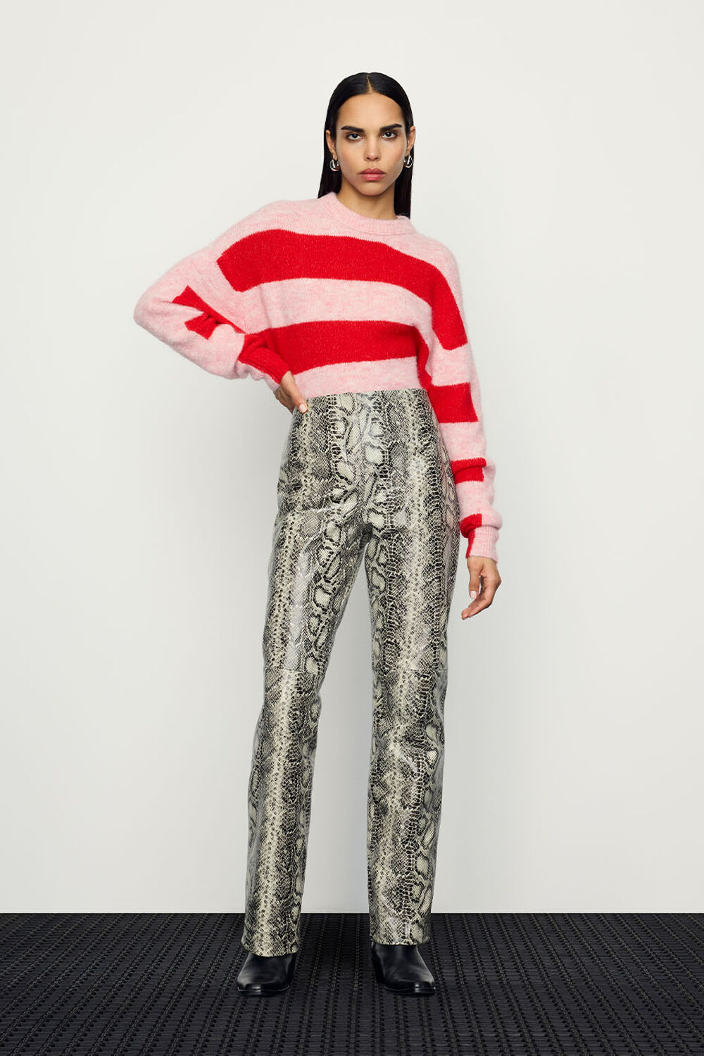 Snake Print Leather Trousers