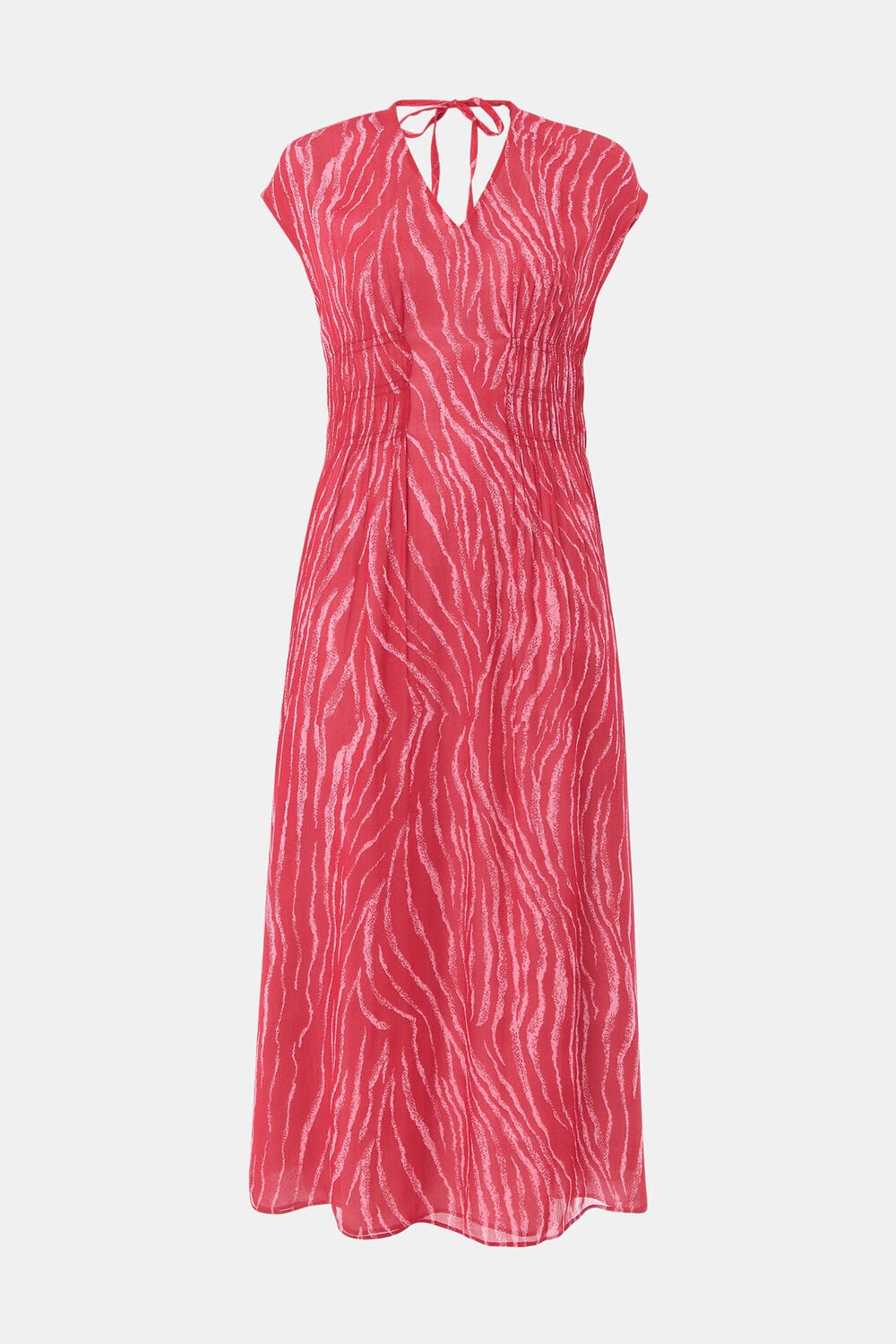Red Petite Zebra Texture Midi Dress