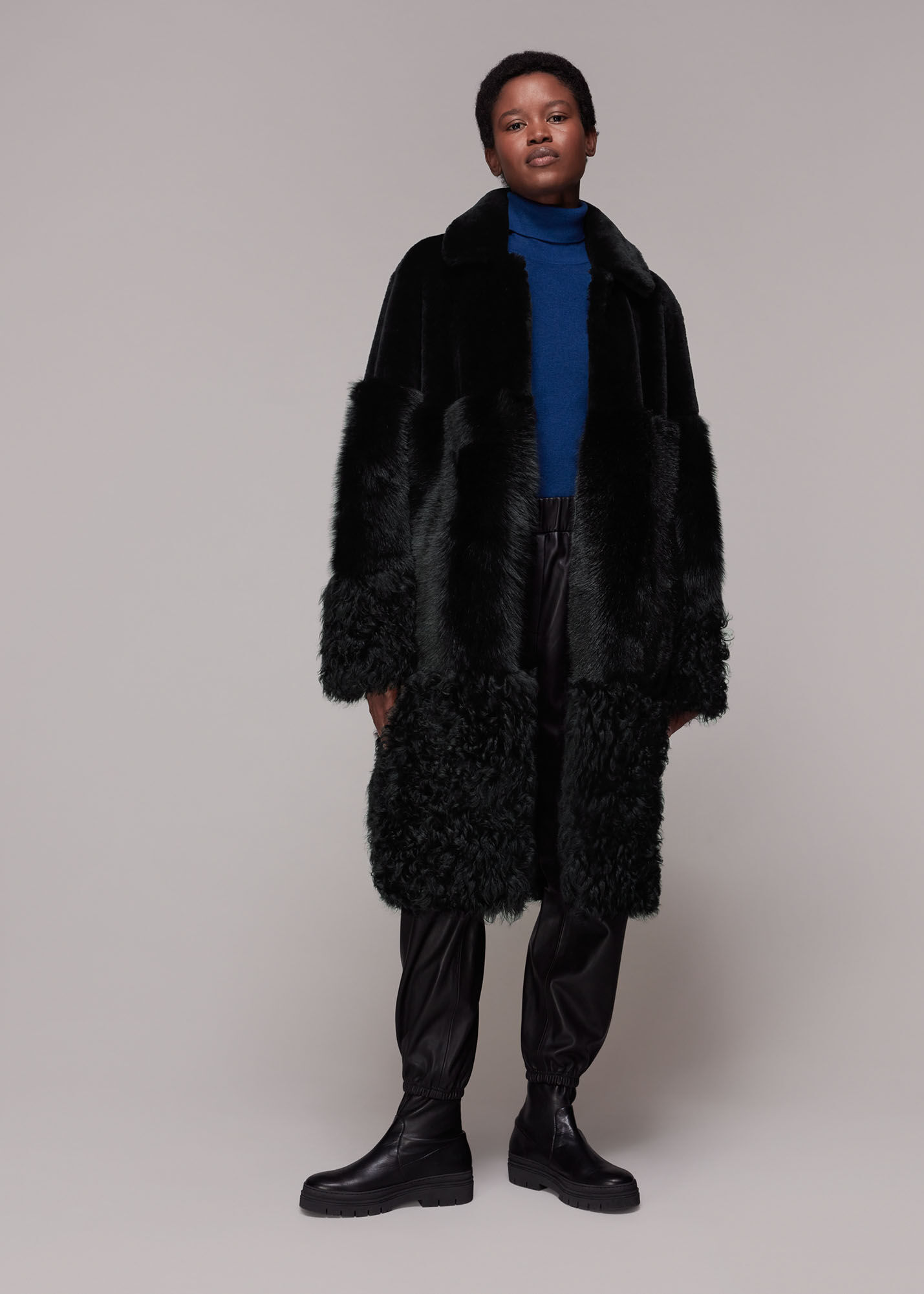 Whistles longline faux fur coat store