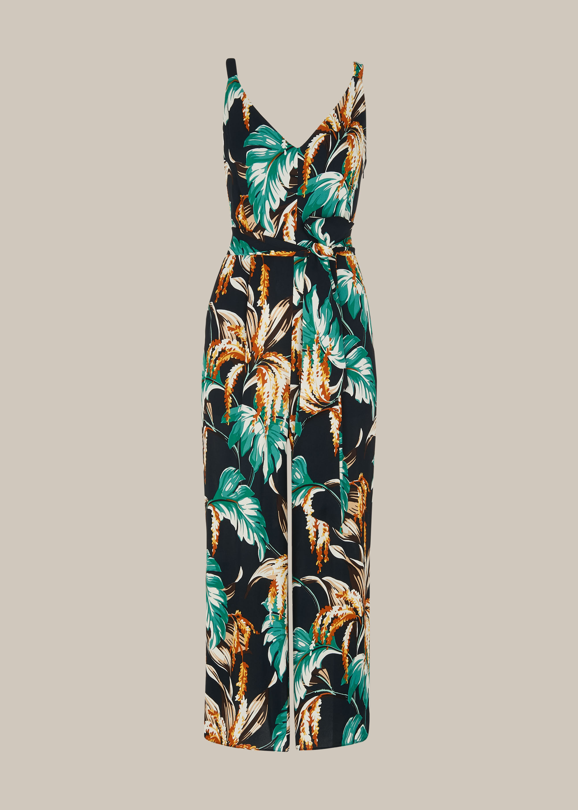 Green Tropical Floral Jumpsuit