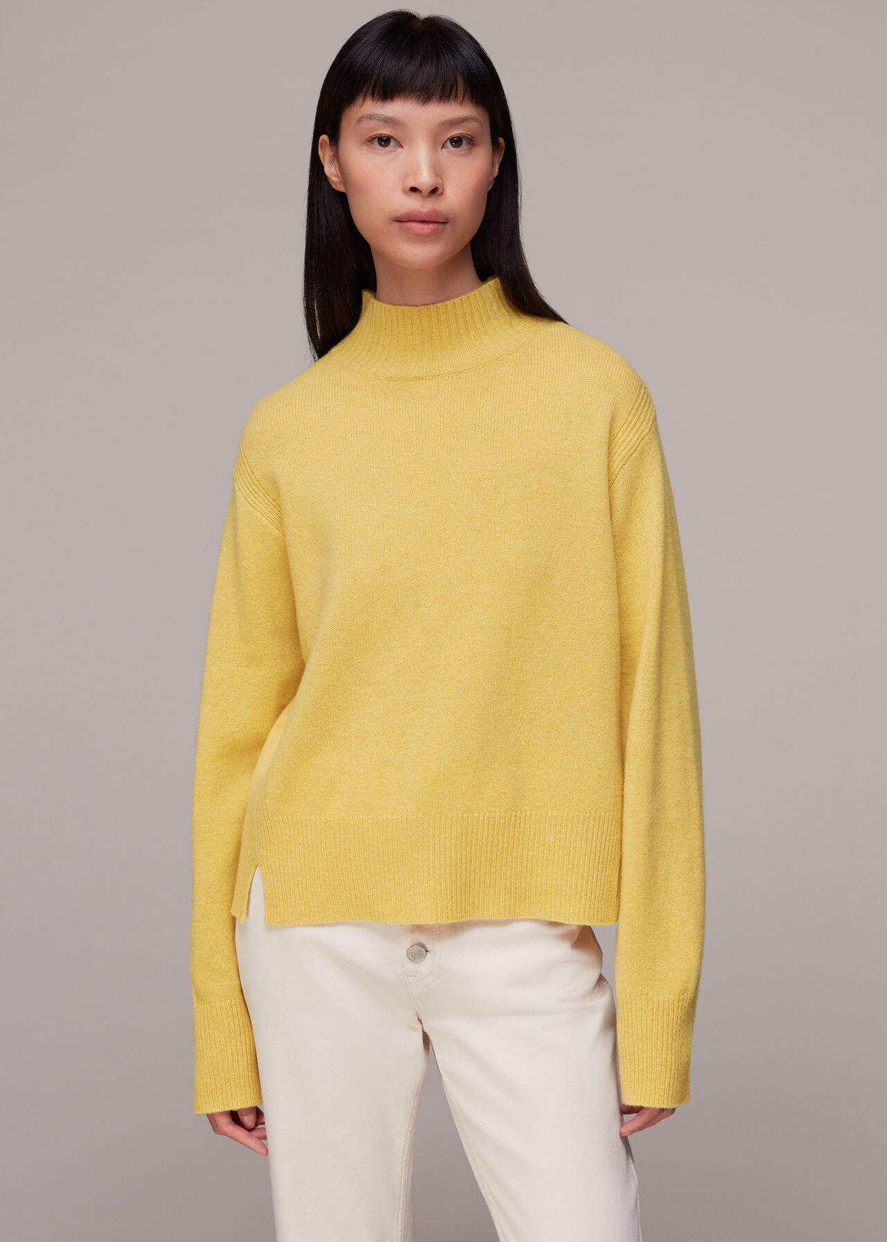 Yellow Ferne Wool Funnel Neck Jumper | WHISTLES | Whistles UK