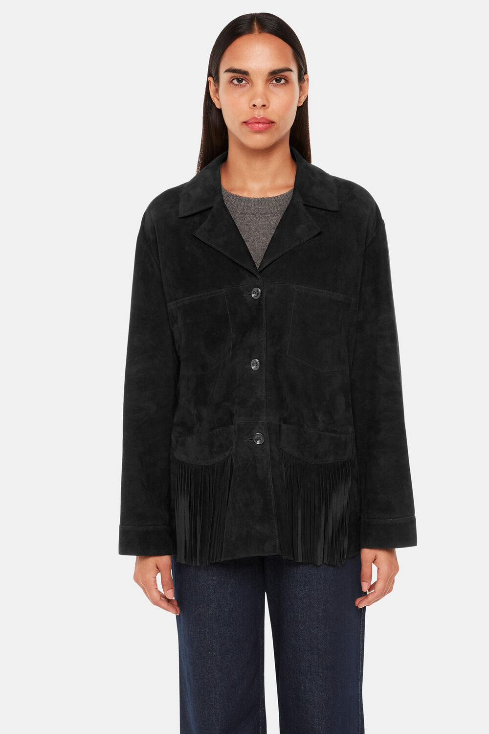 Black Lani Tassel Suede Jacket