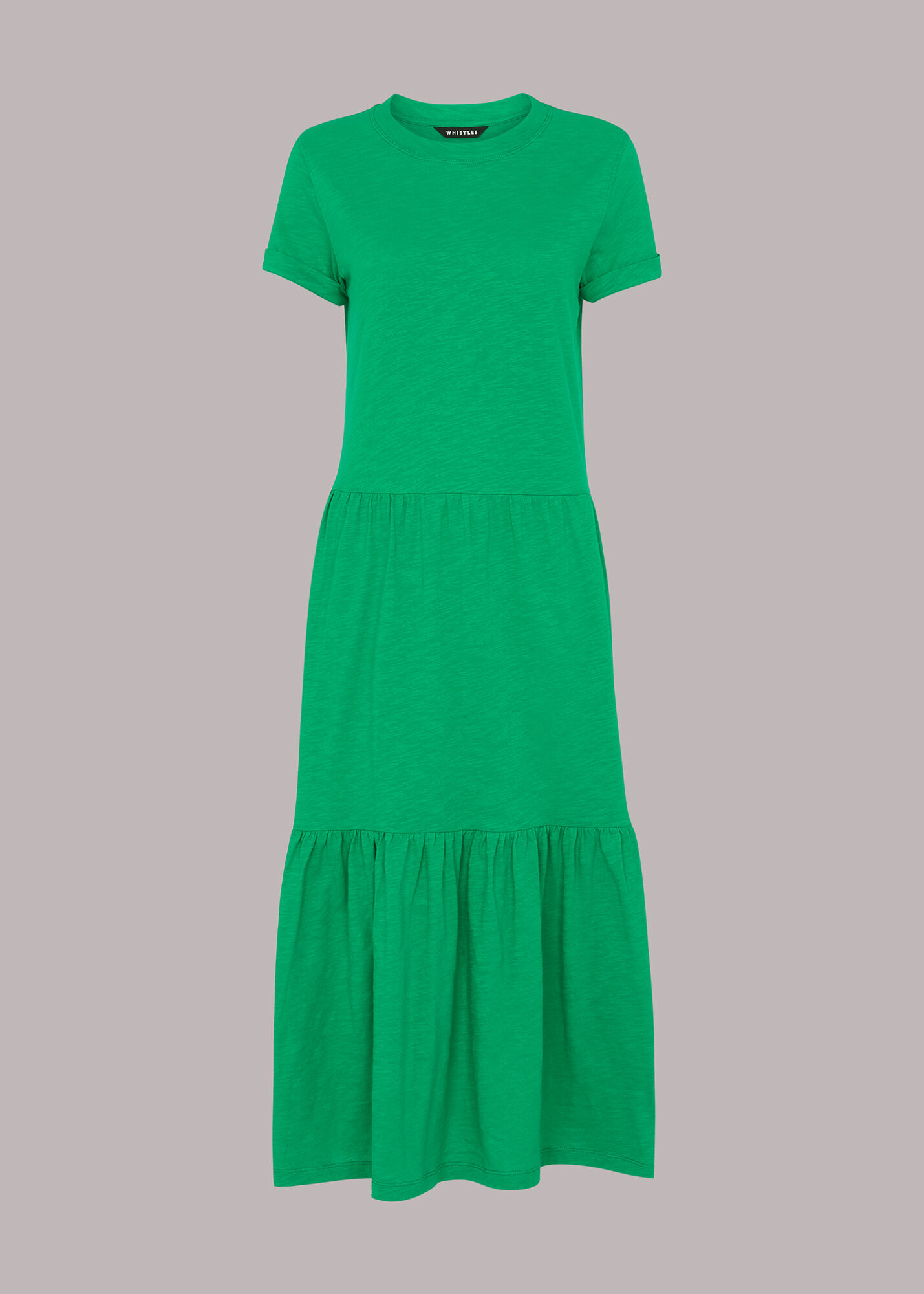 Green Tiered Jersey Midi Dress WHISTLES