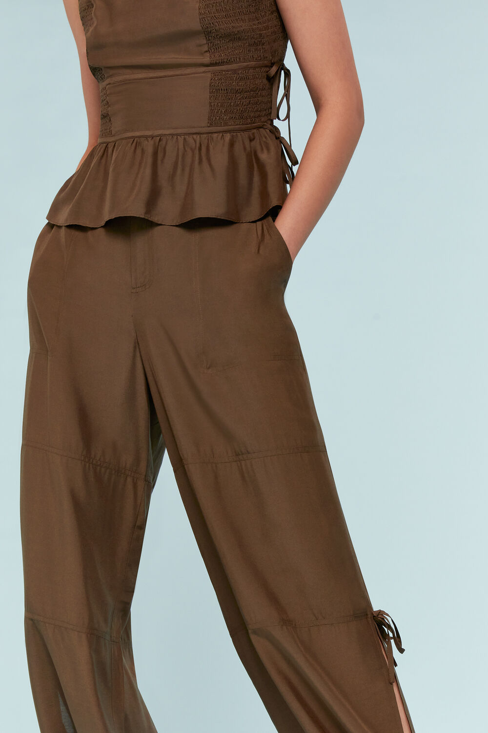 Chocolate Tie Detail Trouser