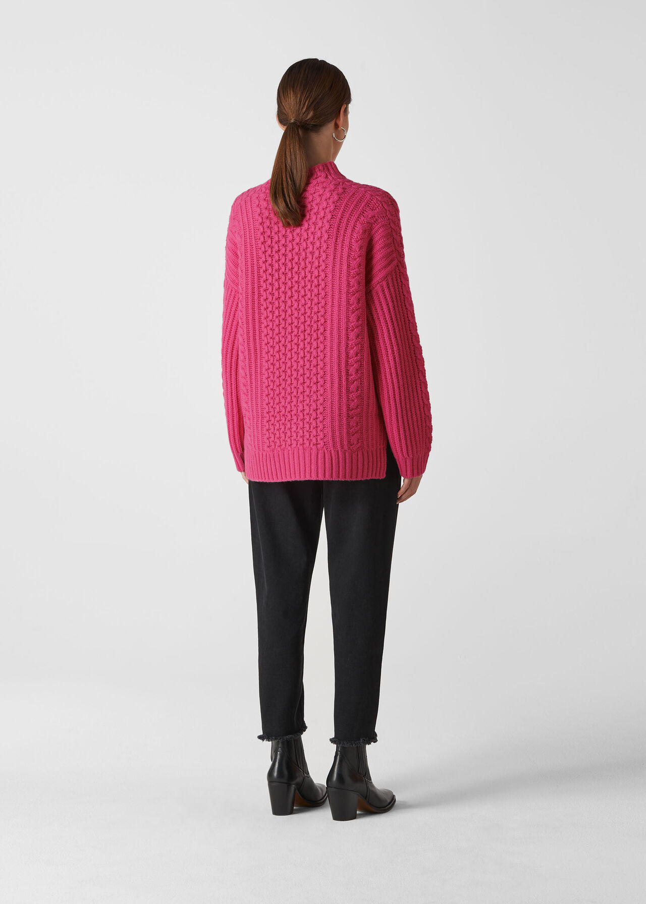 Pink Oversized Chunky Cable Sweater Whistles Whistles