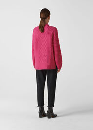 Oversized Chunky Cable Sweater Pink