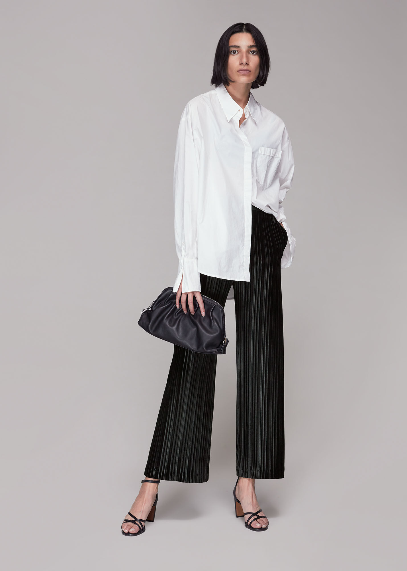 Velvet online pleated trousers