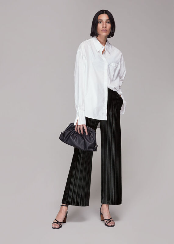 Black Sarai Velvet Pleated Trouser
