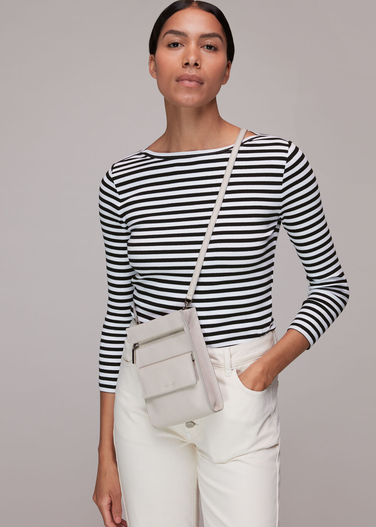 Boat Neck Ribbed Stripe Top