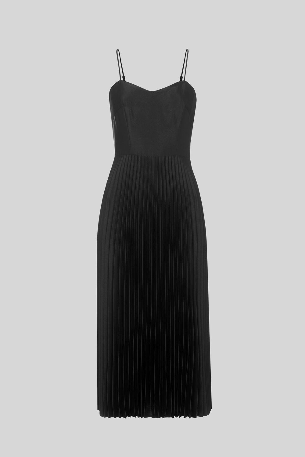 Satin Pleated Dress Black