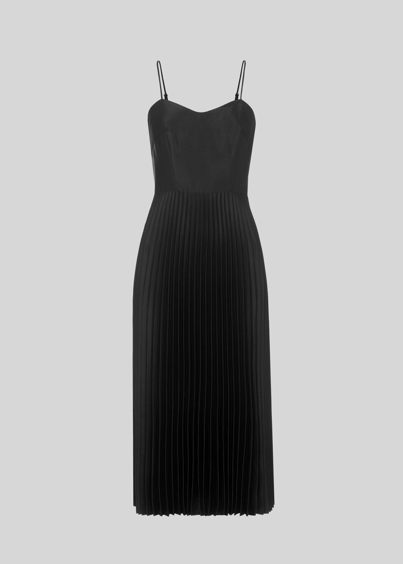 Satin Pleated Dress Black