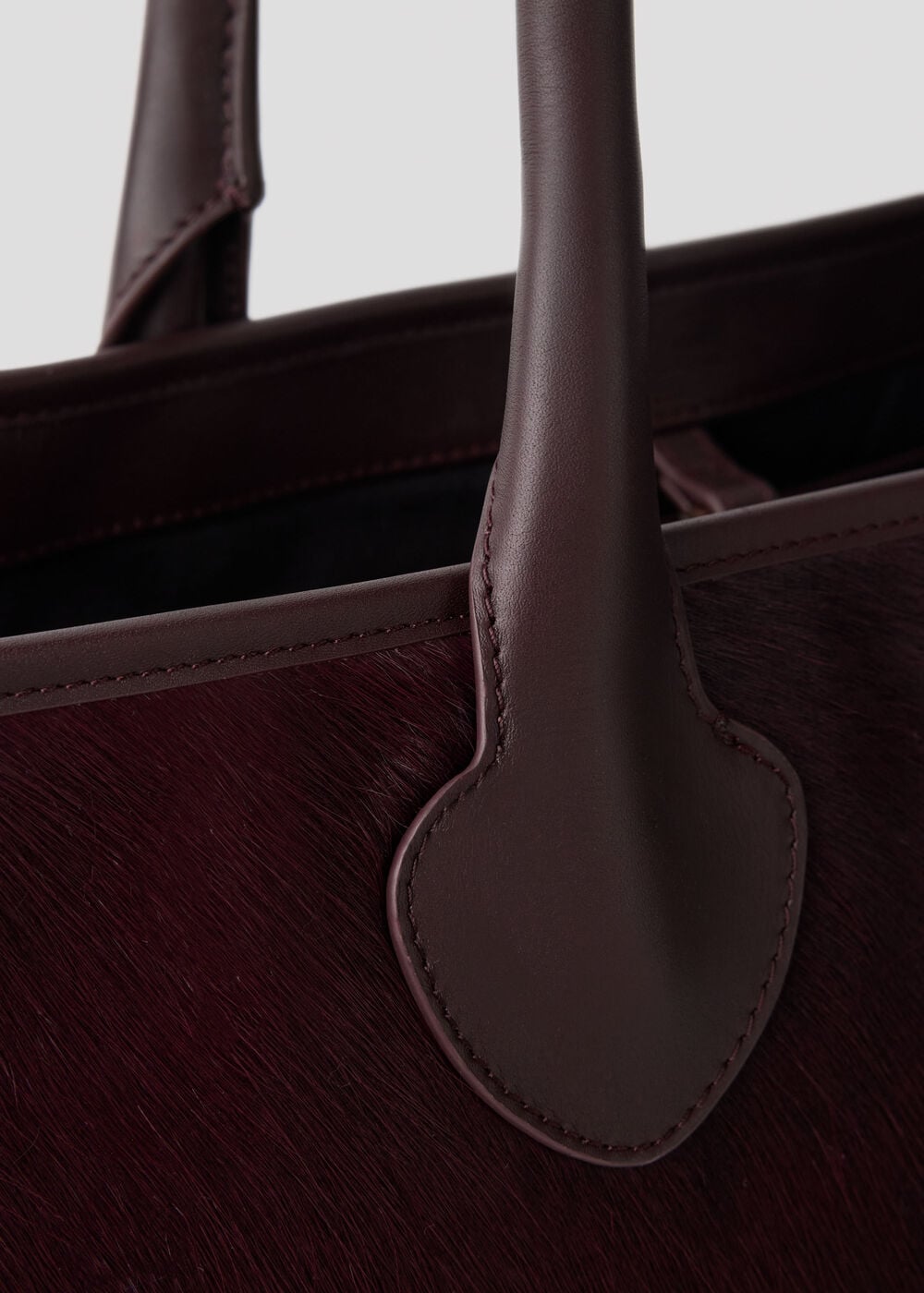 Plum Leandra Hair-On Leather Tote