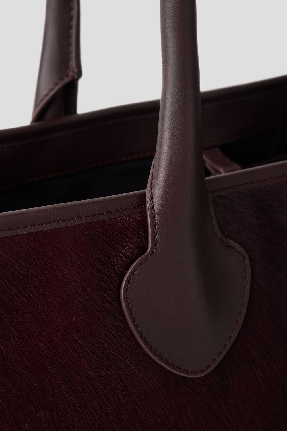 Plum Leandra Hair-On Leather Tote