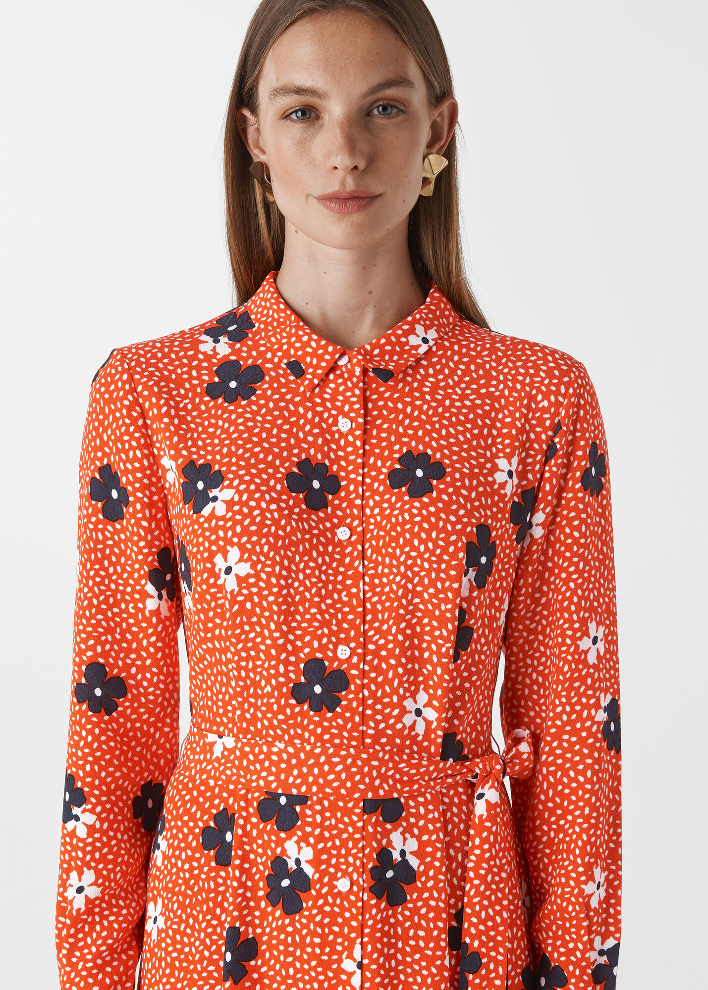 Red/Multi Confetti Floral Shirt Dress WHISTLES Whistles UK