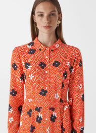 Confetti Floral Shirt Dress Red/Multi
