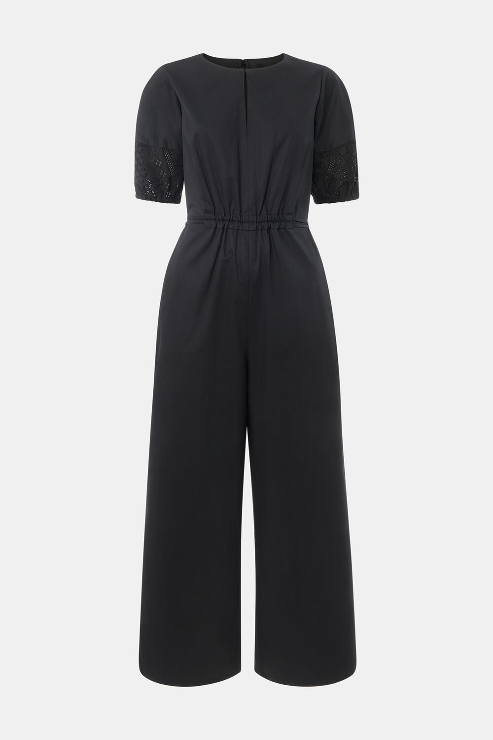 Black Broderie Poplin Jumpsuit