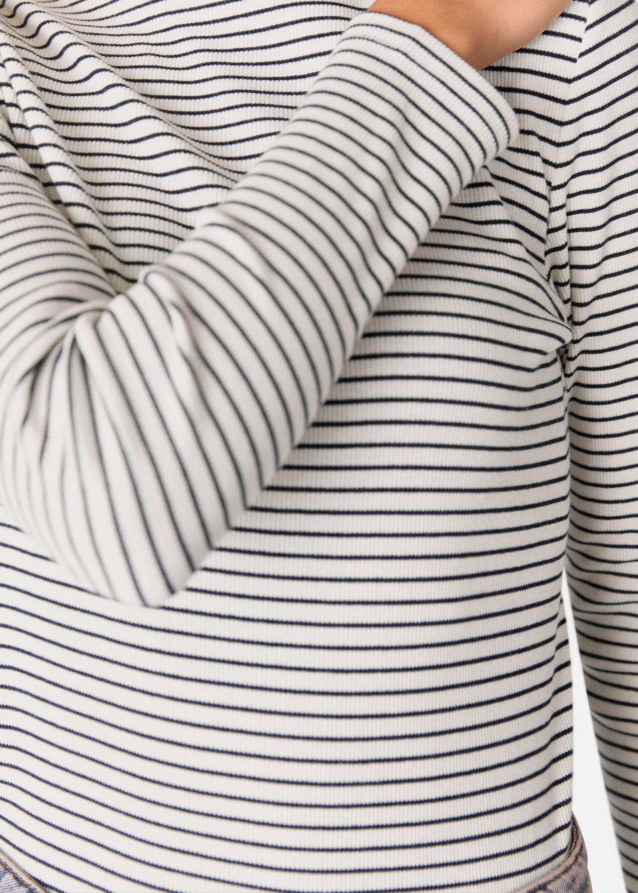 Stripe Detail High Neck Top