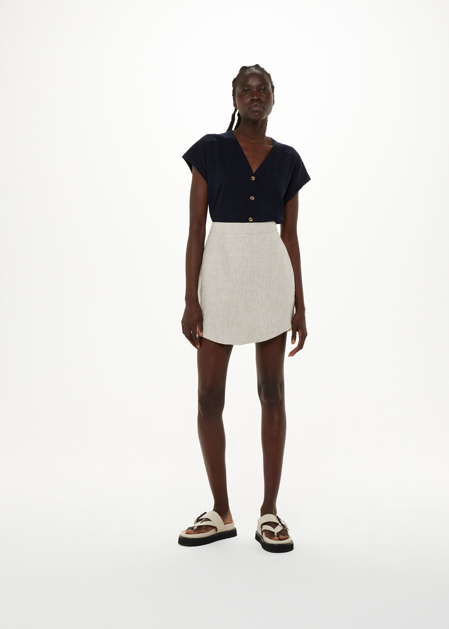 Navy Aubrie Button Through Top WHISTLES