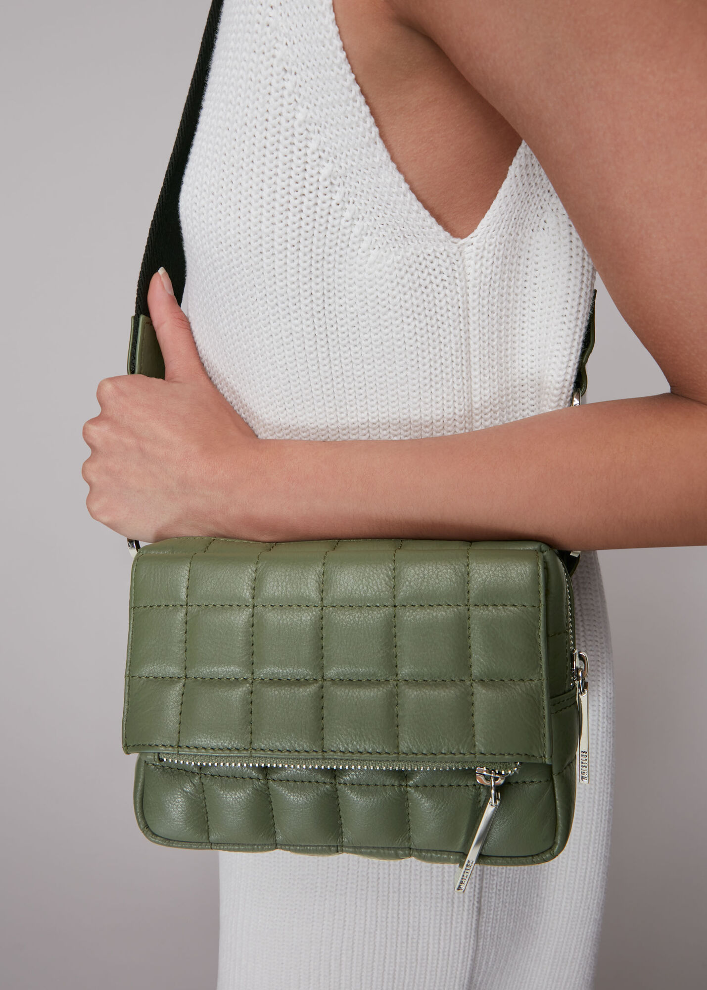 Khaki Quilted Bibi Crossbody Bag WHISTLES Whistles UK