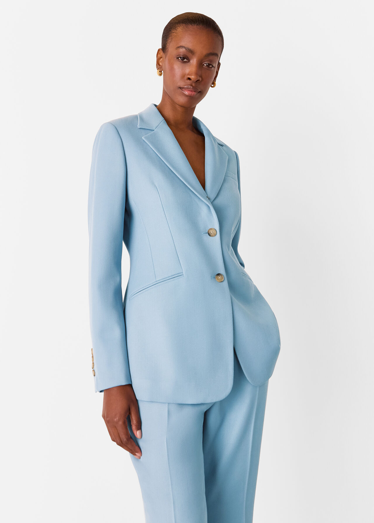 Wool Blend Tailored Blazer
