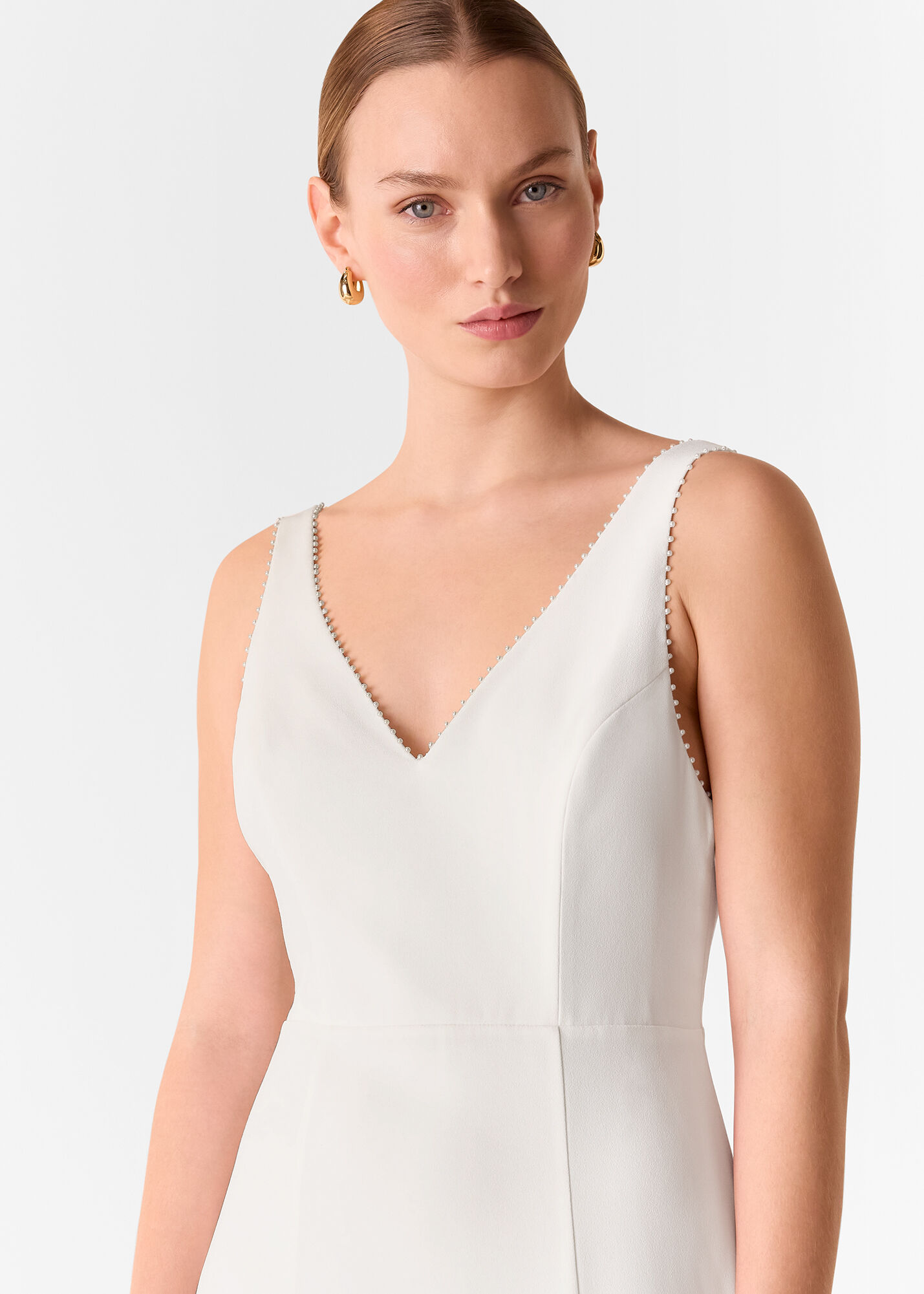 Elegant V Neck Wedding Dress in Ivory Whistles Bridal Exclusive