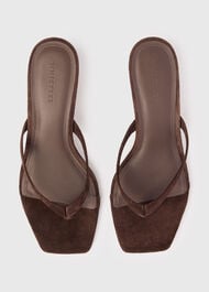 Suede Toe Post Heeled Mule