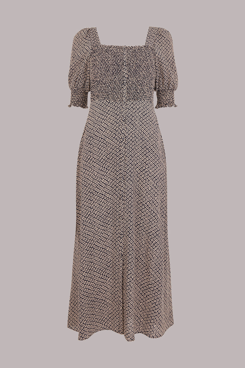 Clover Print Shirred Dress