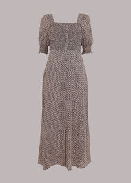 Clover Print Shirred Dress