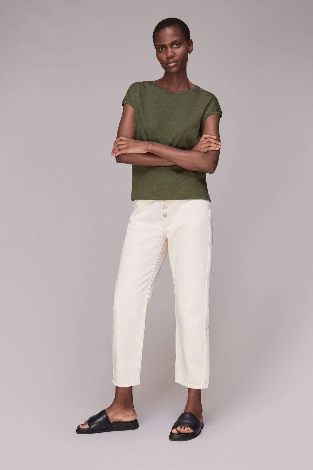 Minimal Cap Sleeve Tee Khaki
