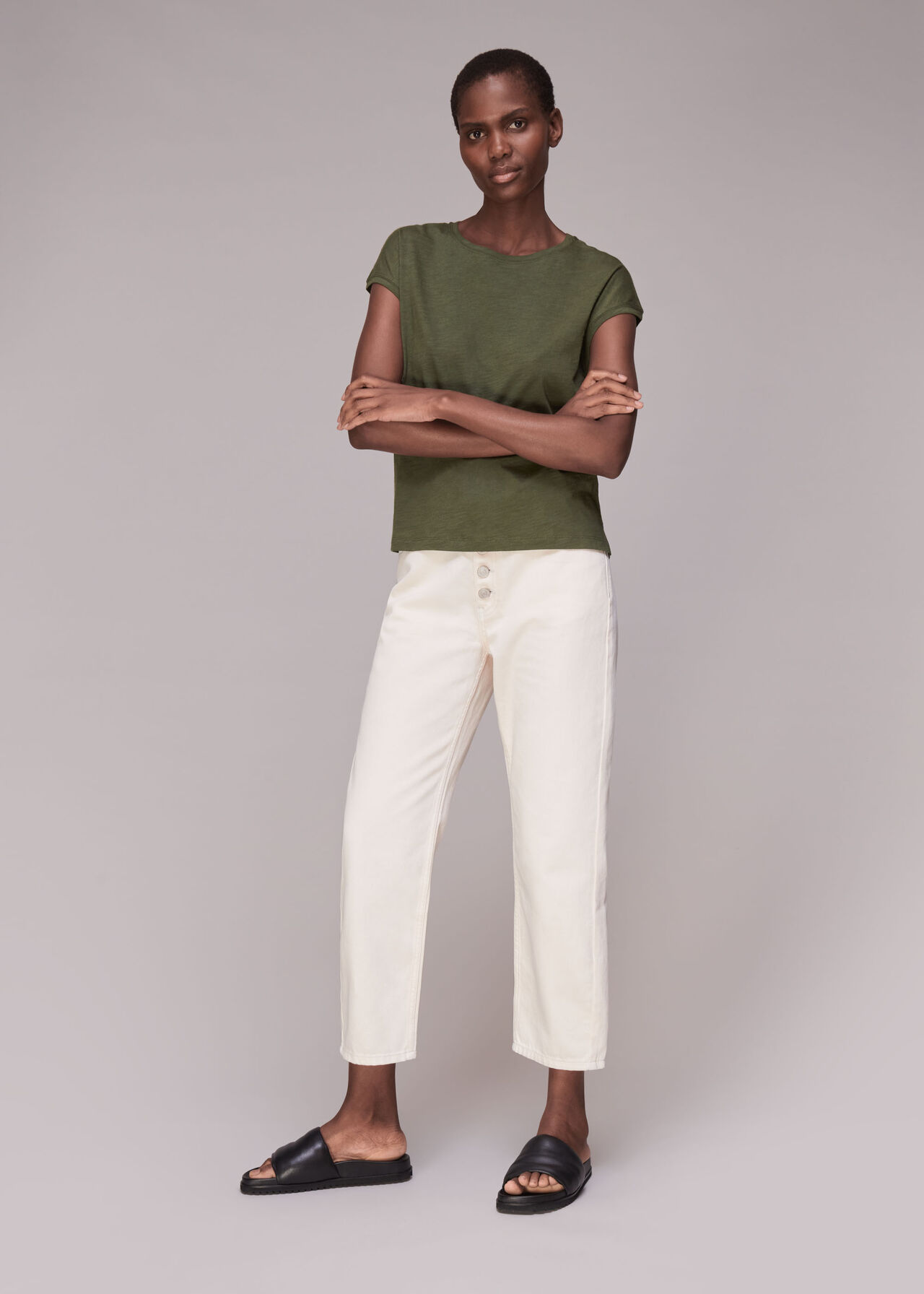 Minimal Cap Sleeve Tee Khaki