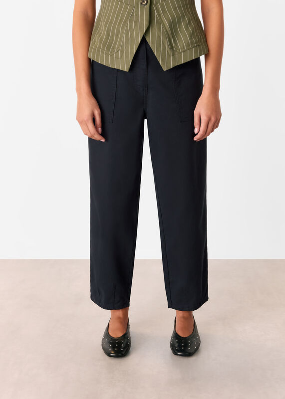 Solid Black Petite Tessa Casual Trouser