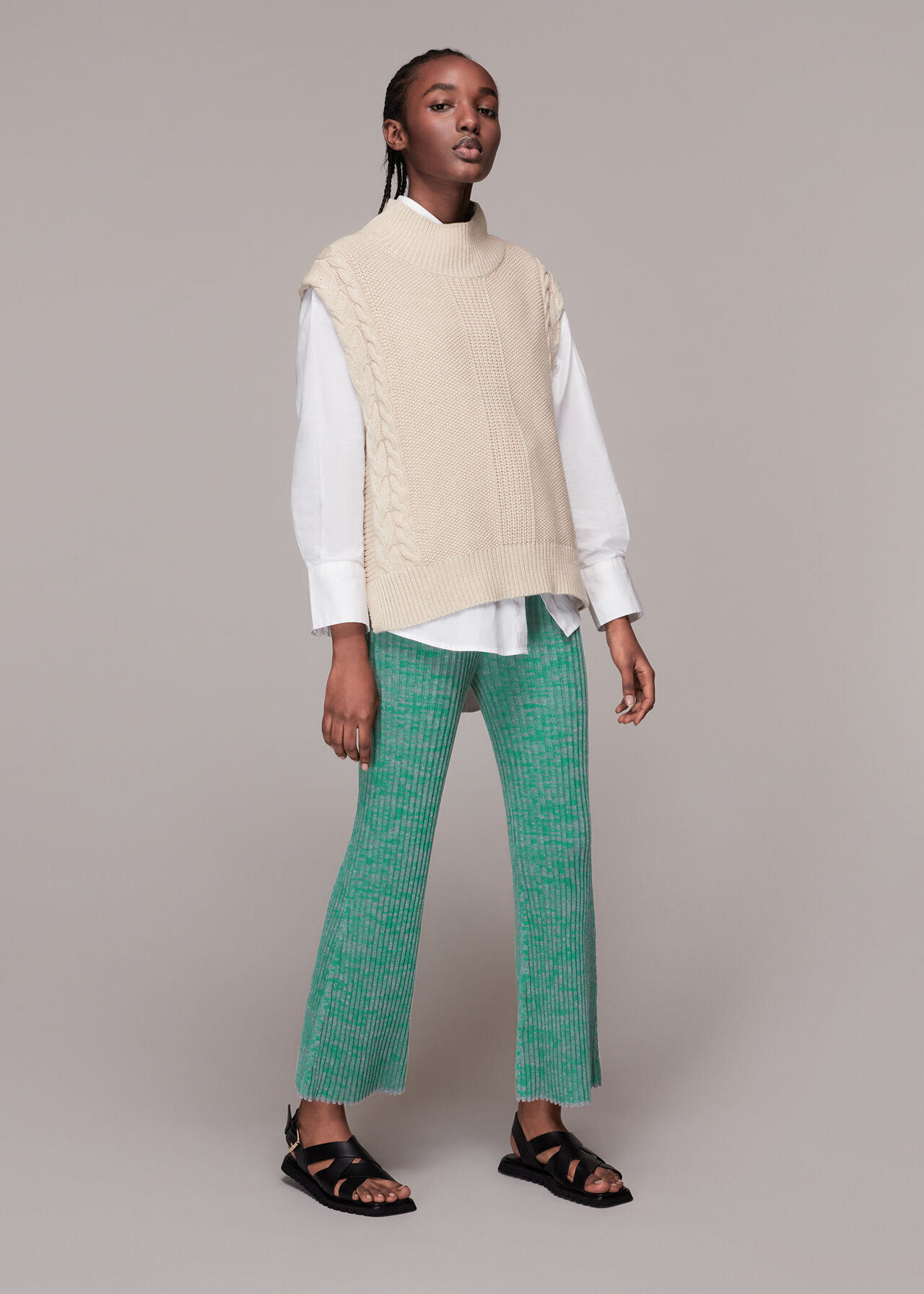 Flecked Rib Flare Knit Trouser