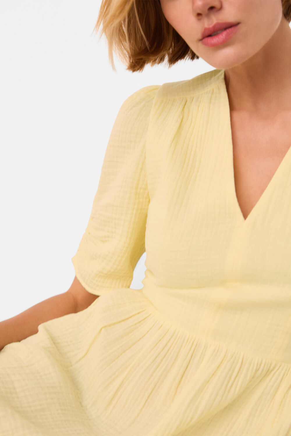 Textured Cotton Midi Dress
