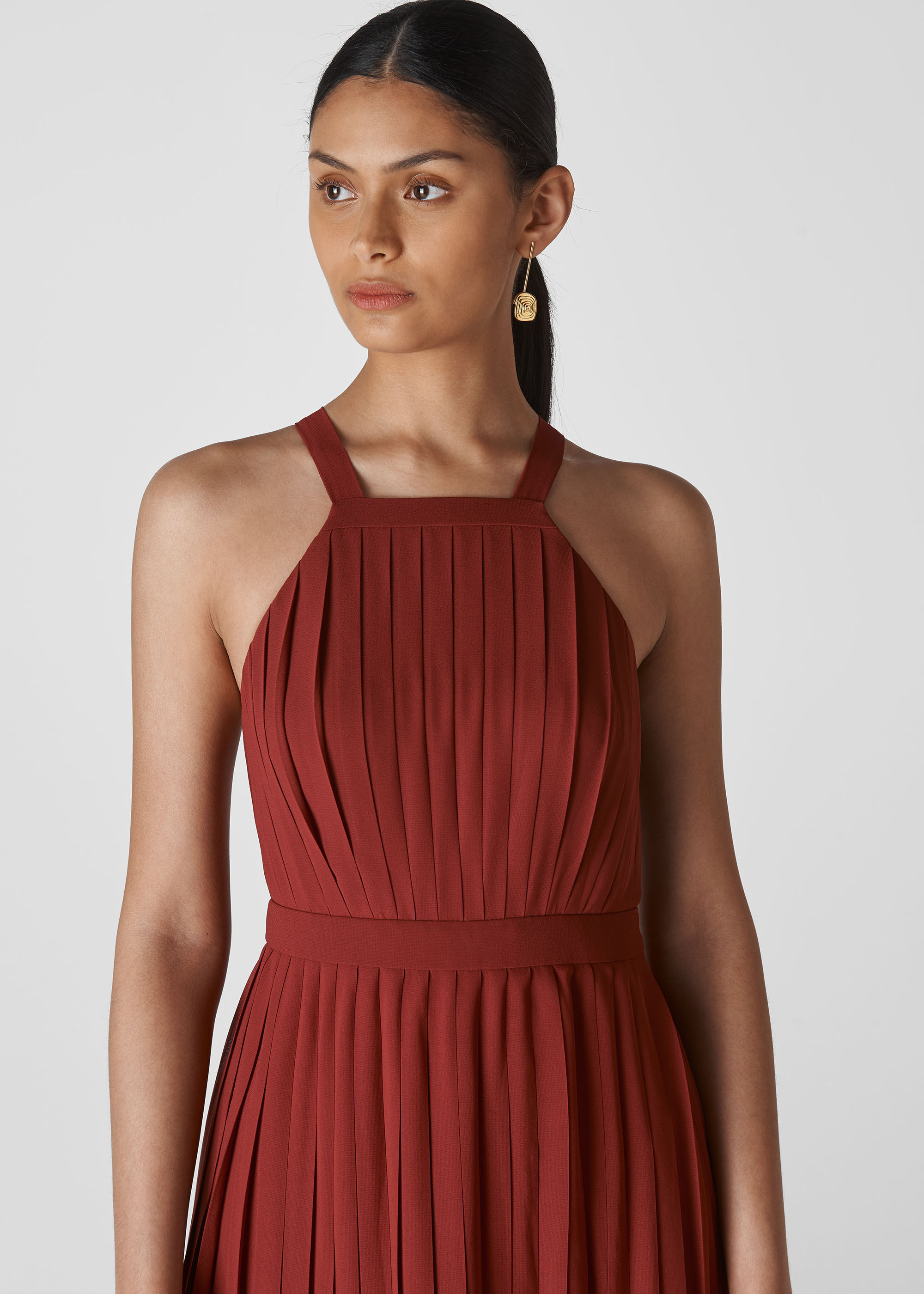 Burgundy Kyra Pleated Dress
