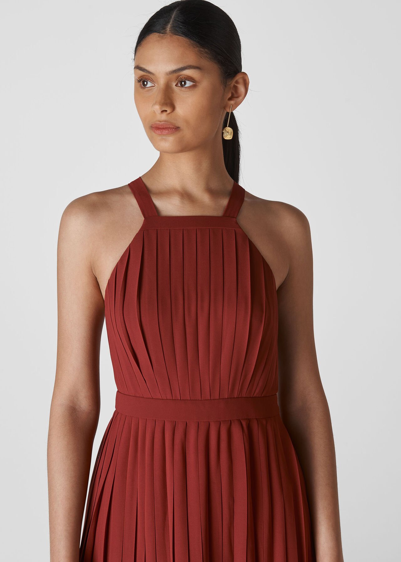 Kyra Pleated Dress Burgundy